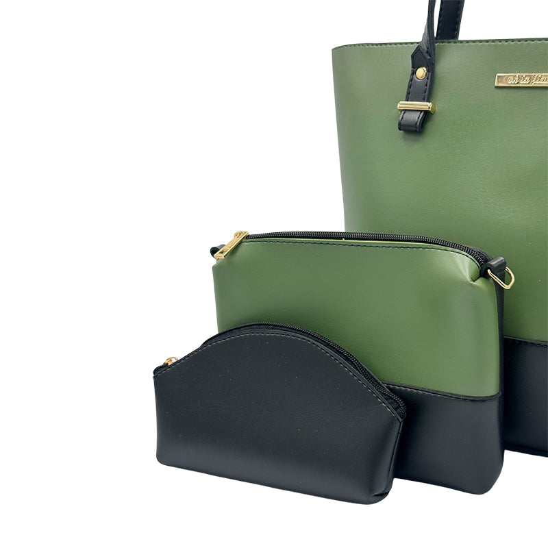 Moc 3-Pcs Set Green Black Tote Bag