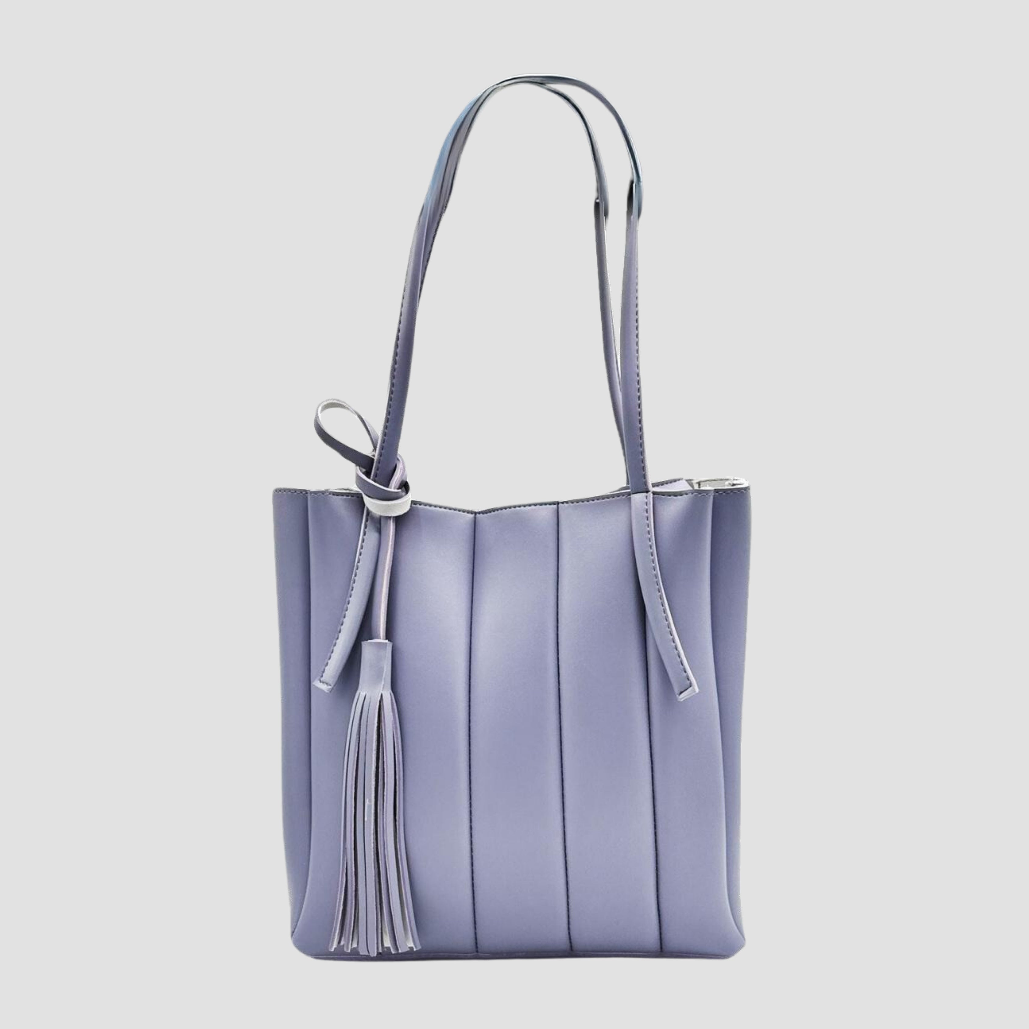 Stripe Violet Long Handle Tote Bag