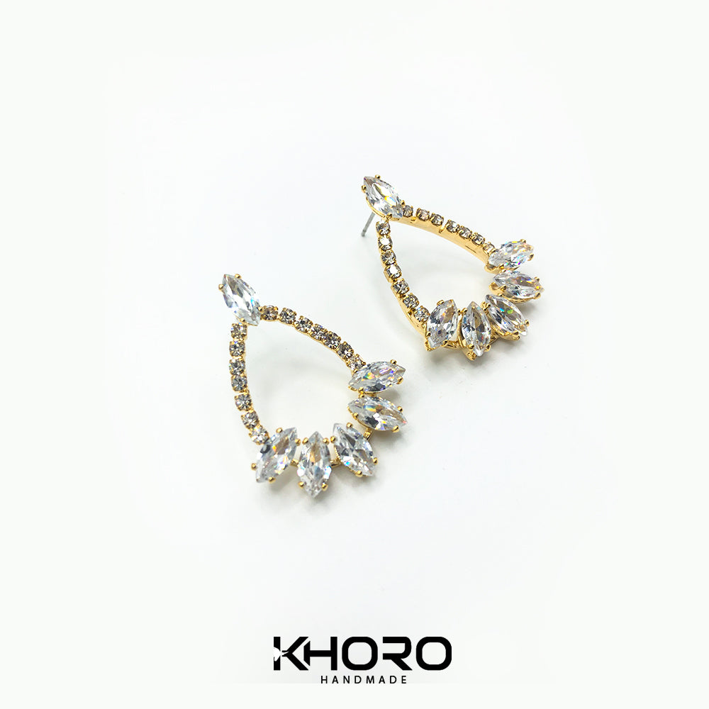 Semi-Hoop Crystal Earrings