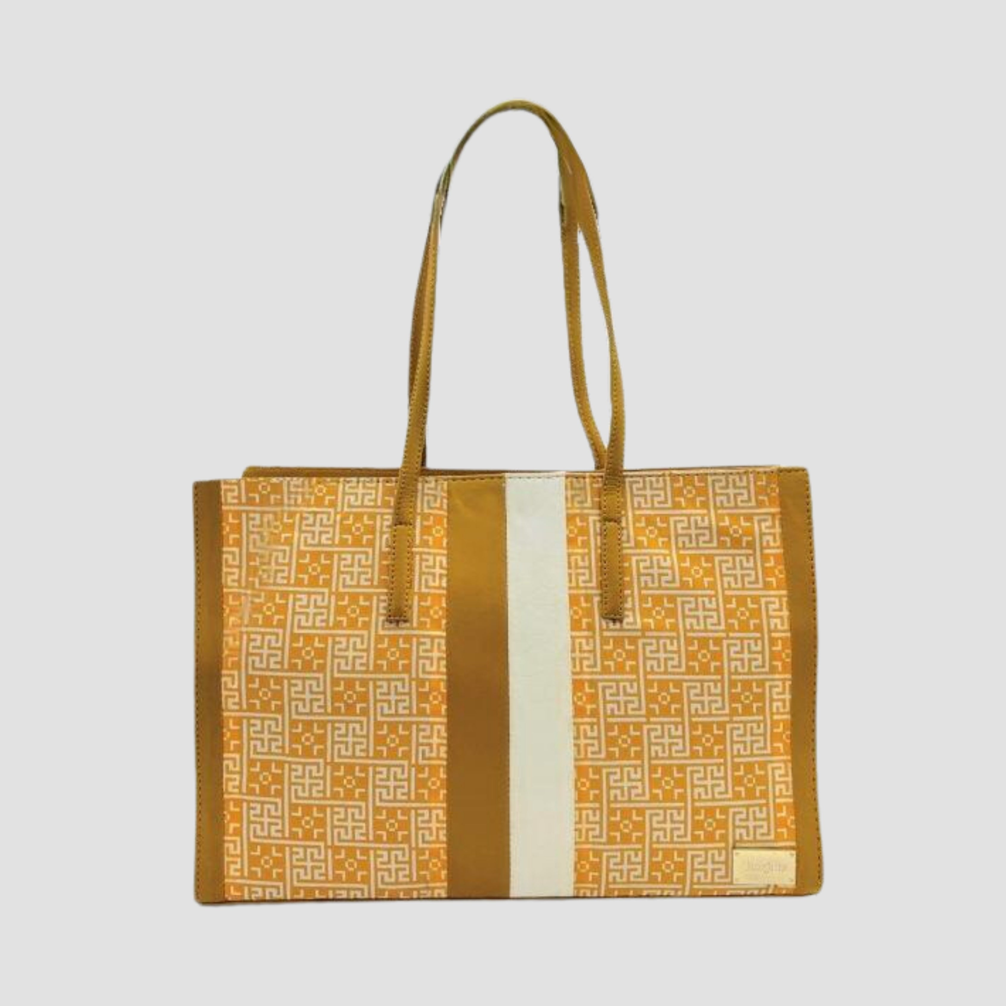 Eshma Printed Large Capacity Tote Bag Mustard