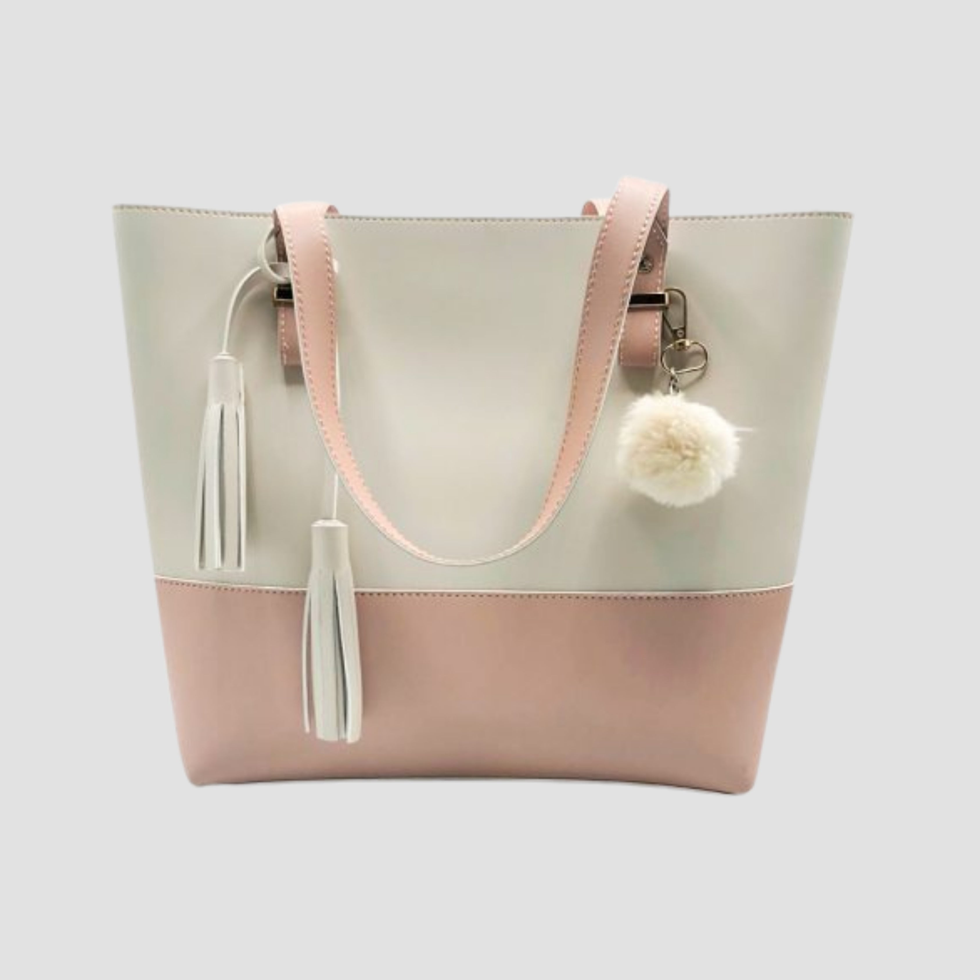 Two-tone Beige Cream Tote