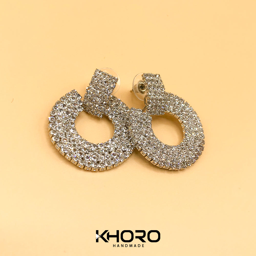 Silver Crystal Hoop Earrings