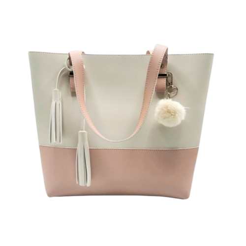 Two-tone Beige Cream Tote