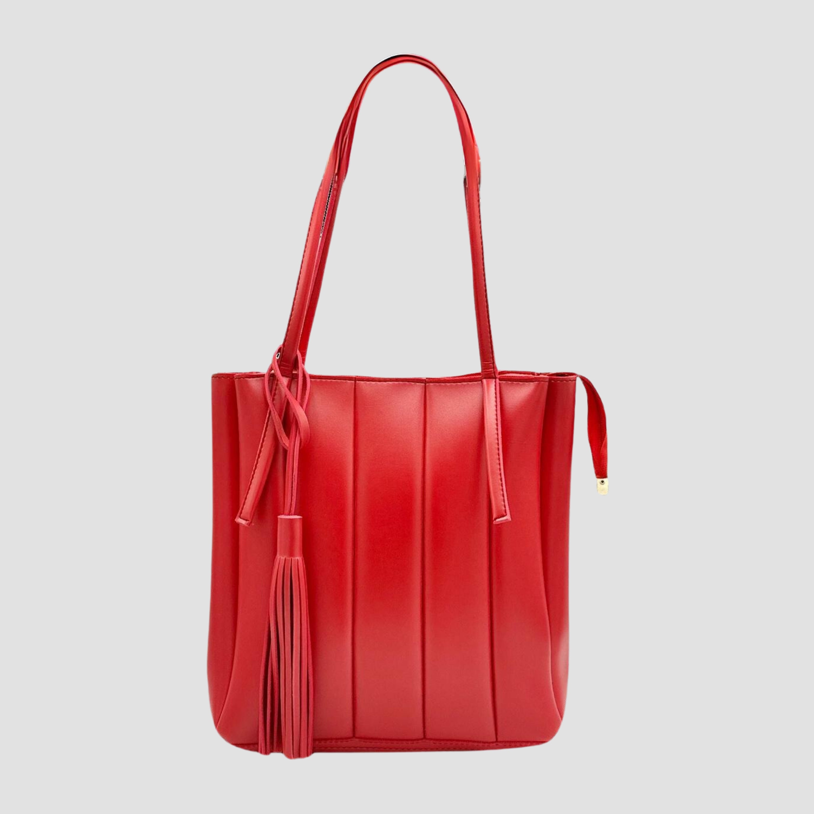 Stripe Red Long Handle Tote Bag