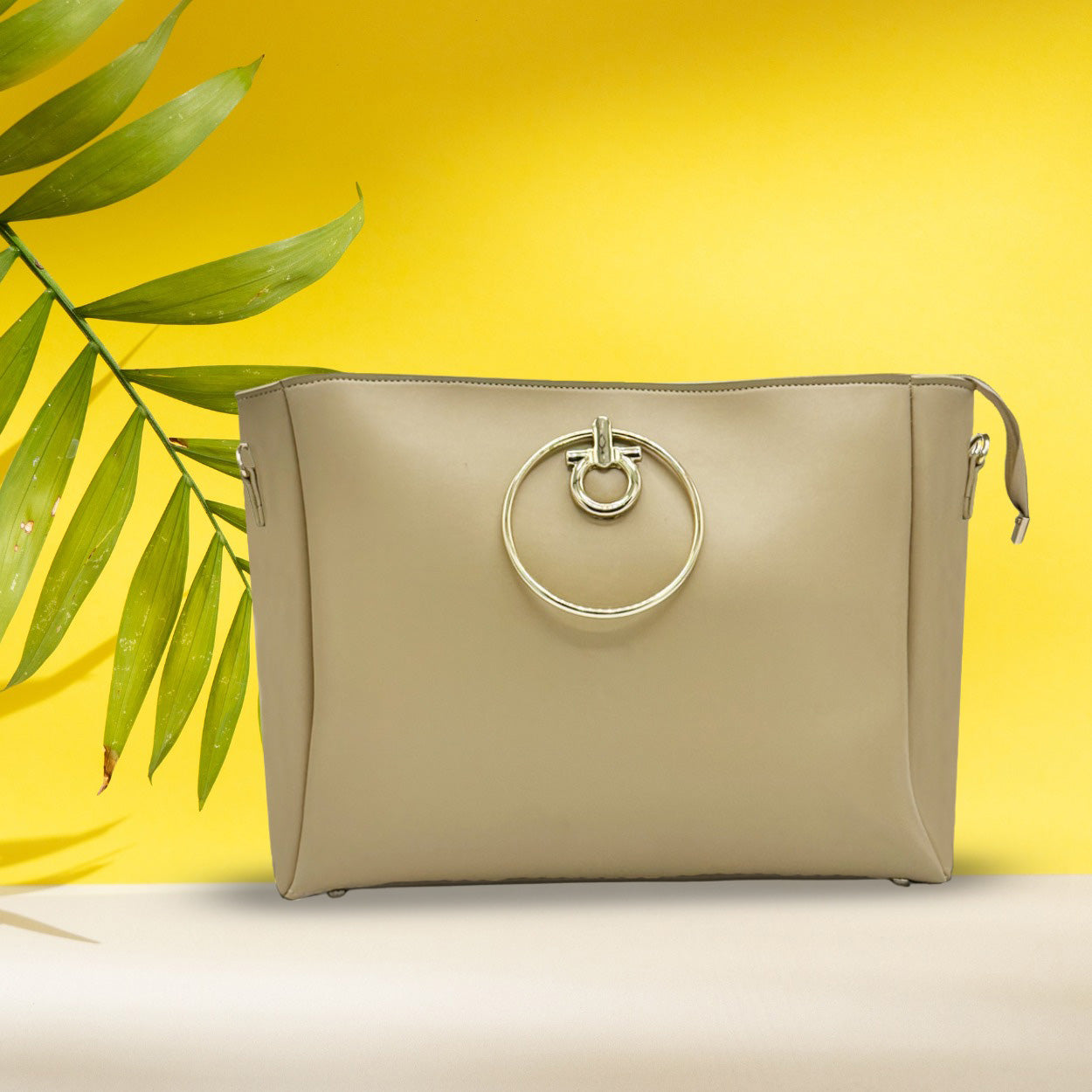 Cirkal Beige Top Handle Bag