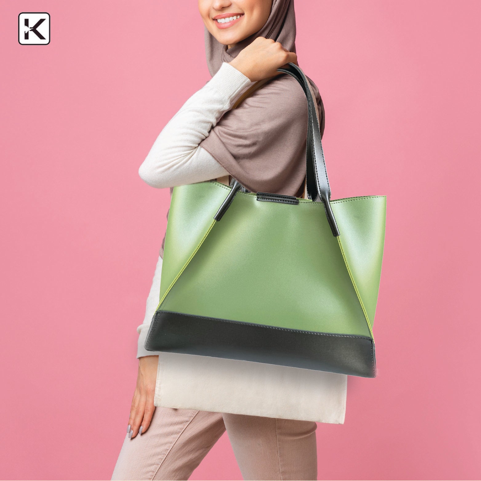 Duo Shade Green Black Tote Bag