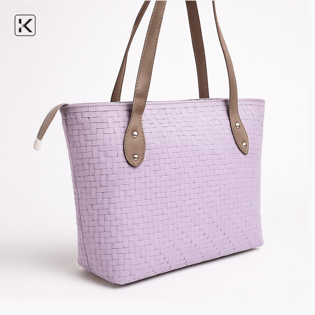 Tex Violet Top Zipper Tote Bag