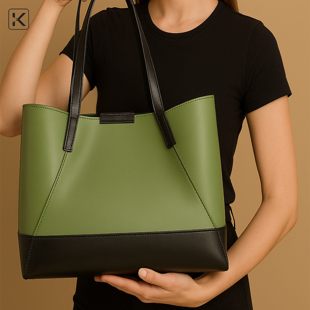Duo Shade Green Black Tote Bag