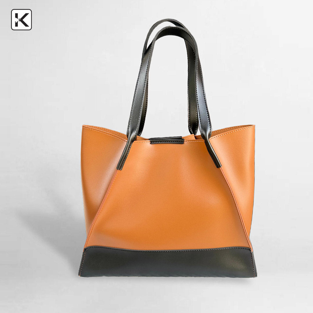 Duo Shade Tan Black Tote Bag