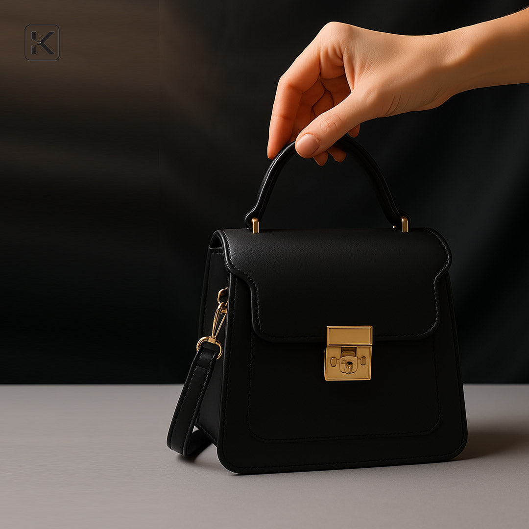Aura black soft hand bag