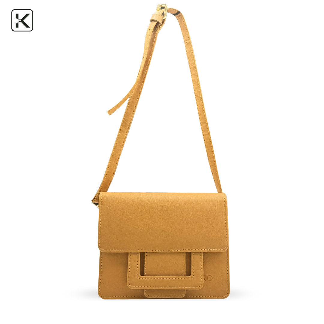 Ava Mustard Structured Mini Crossbody Bag