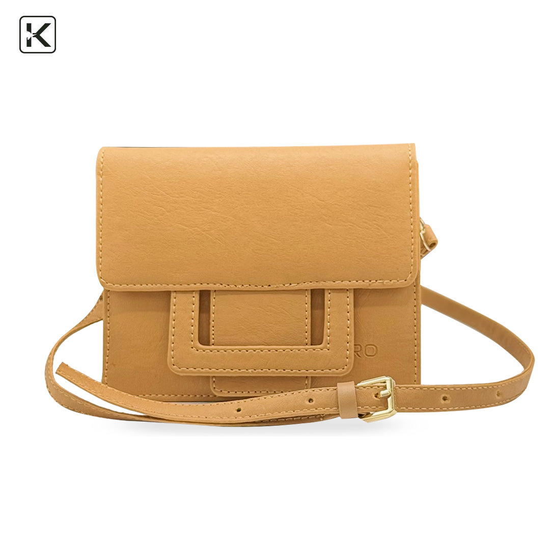 Ava Mustard Structured Mini Crossbody Bag