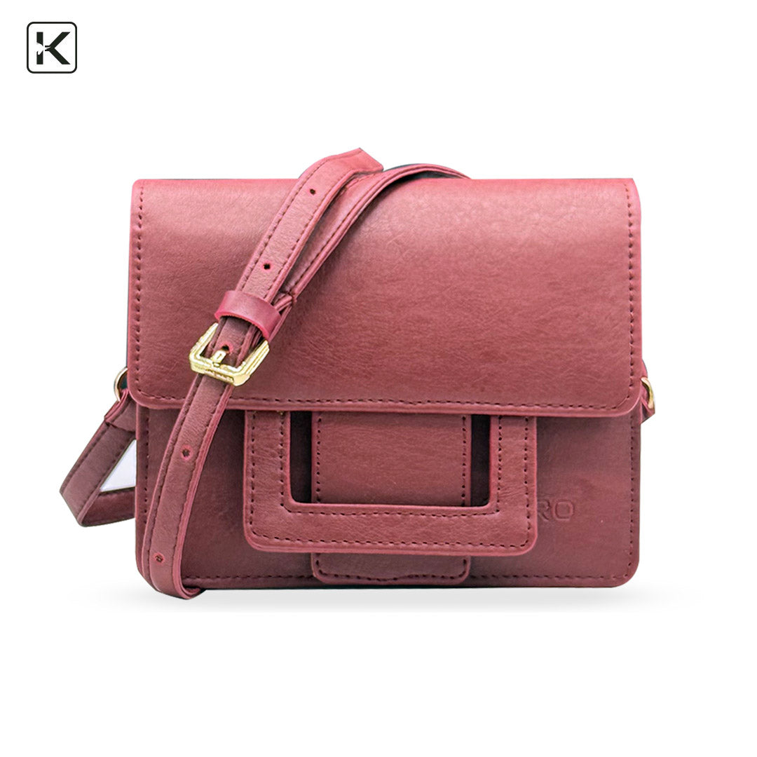 Ava Maroon Structured Mini Crossbody Bag
