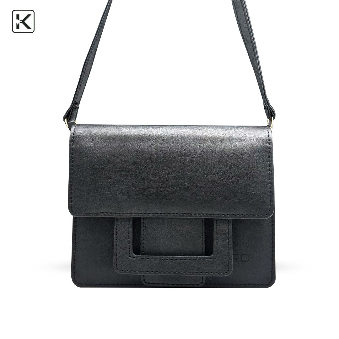 Ava Black Structured Mini Crossbody Bag