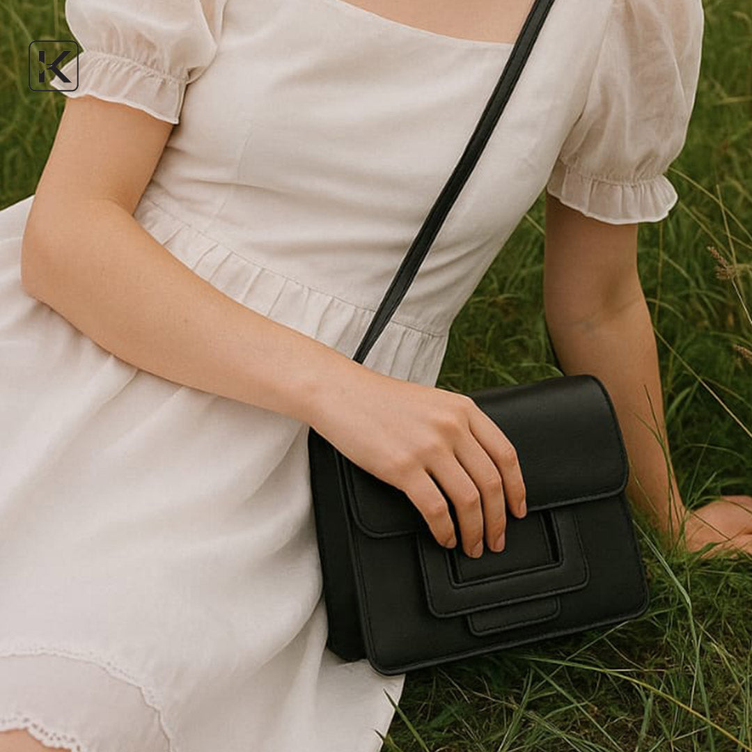 Ava Black Structured Mini Crossbody Bag